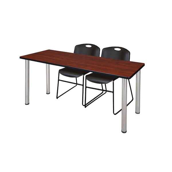 Kee Rectangle Tables > Training Tables > Kee Table & Chair Sets, 72 X 24 X 29, Cherry MT7224CHBPCM44BK